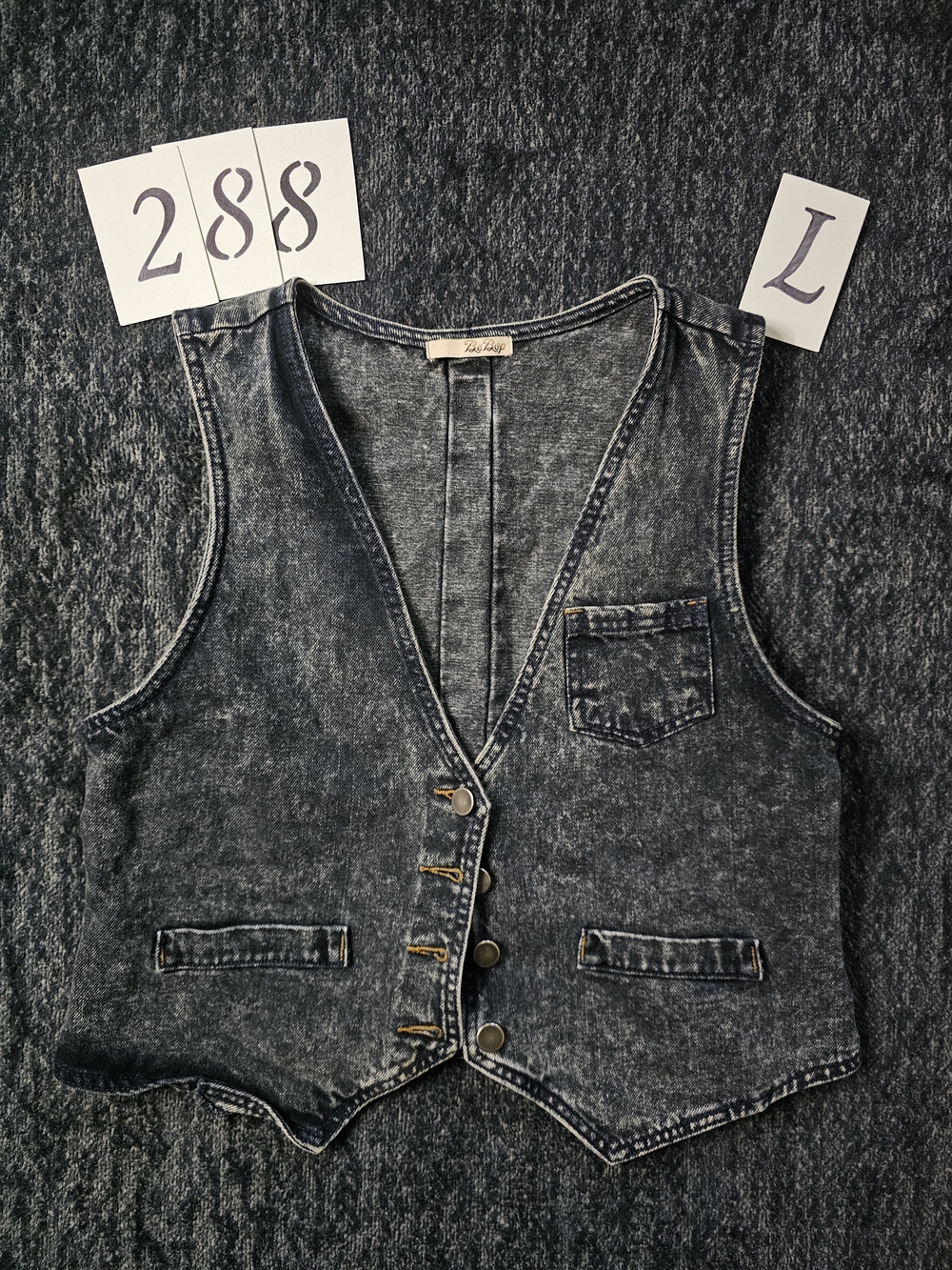 Be Bop Washed Denim Vest with Front Pockets - Dark Indigo